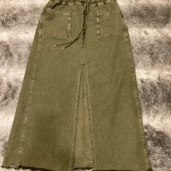 Olive Green Maxi Skirt - Picture 2 of 7